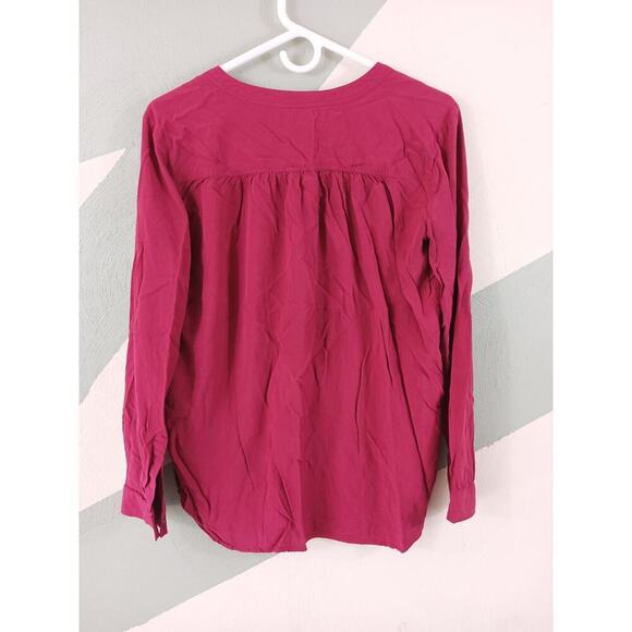 Ann Taylor Loft Womens SZ Medium 100% Rayon Maroon Long Sleeve Blouse - Picture 9 of 10
